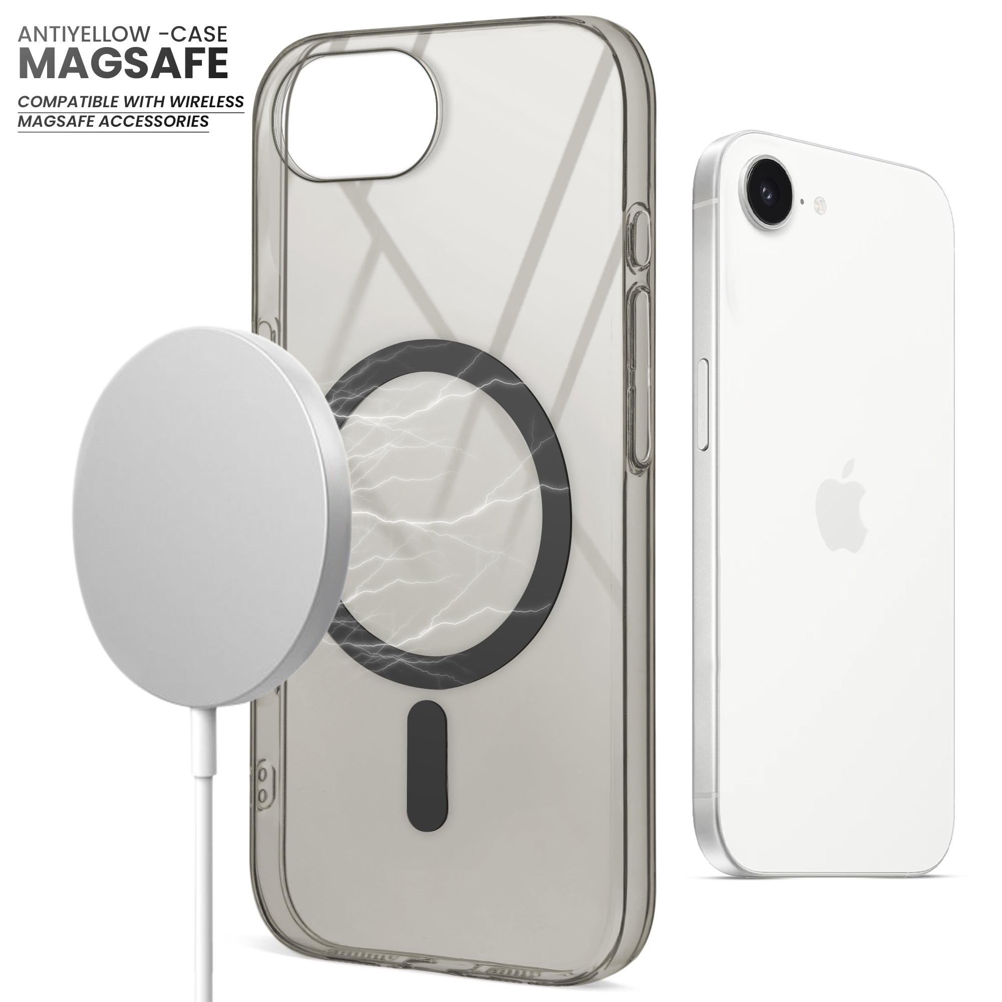 Colored Transparent Anti-Yellowing Wireless Charging Support Case For Apple iPhone 16e