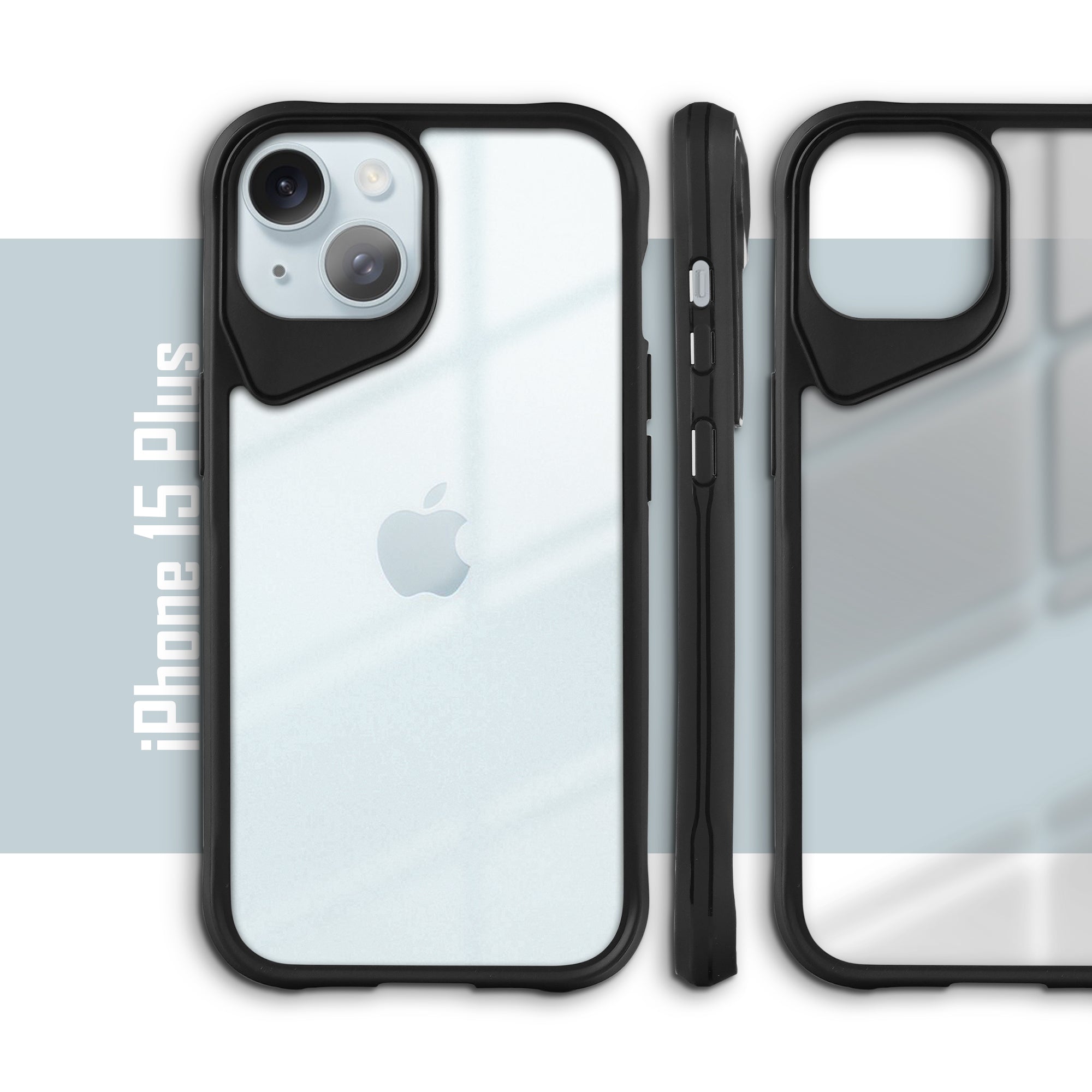 Clear Transparent Case with Silicone Frame Back Cover for Apple iPhone 15 Plus