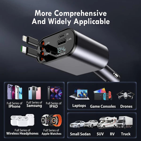 4 in 1 Retractable Car Charger