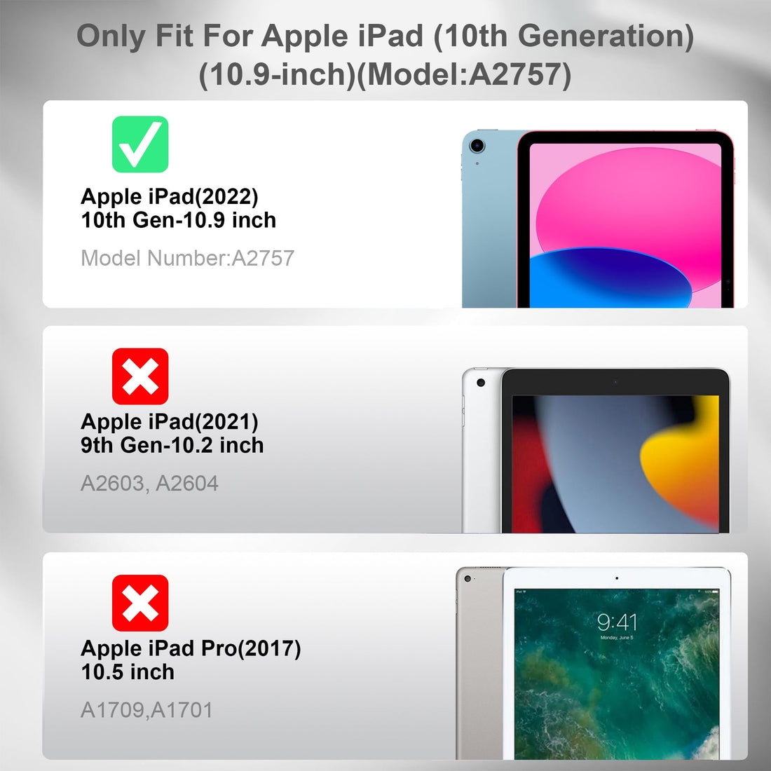 360 Degree Rotating PU Leather Tablet Flip Cover For Apple iPad (10th Generation) 10.9"