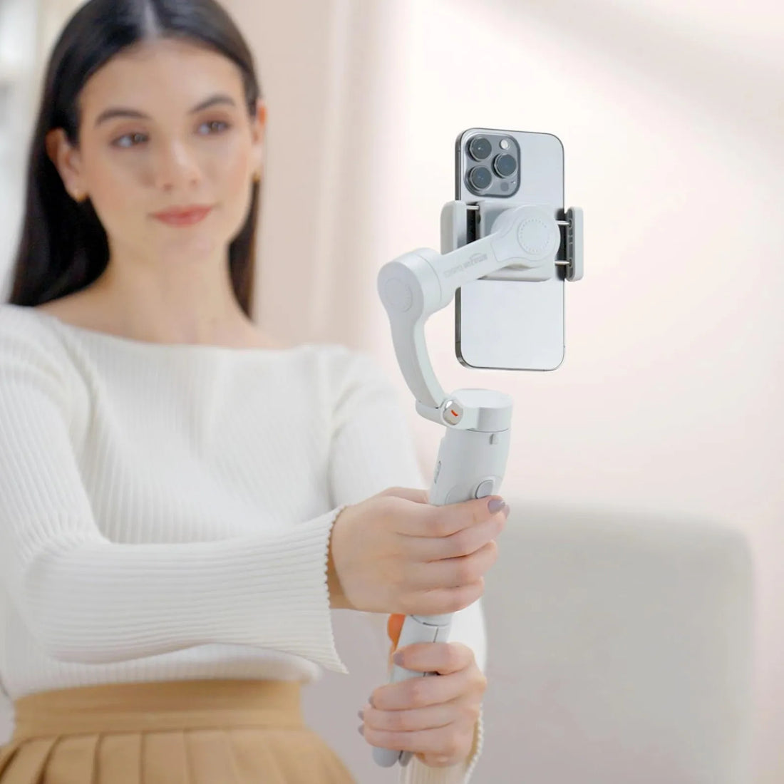 Basics Foldable 3 Axis Gimbal Stabilizer with Advanced Gyroscope (Light Grey)