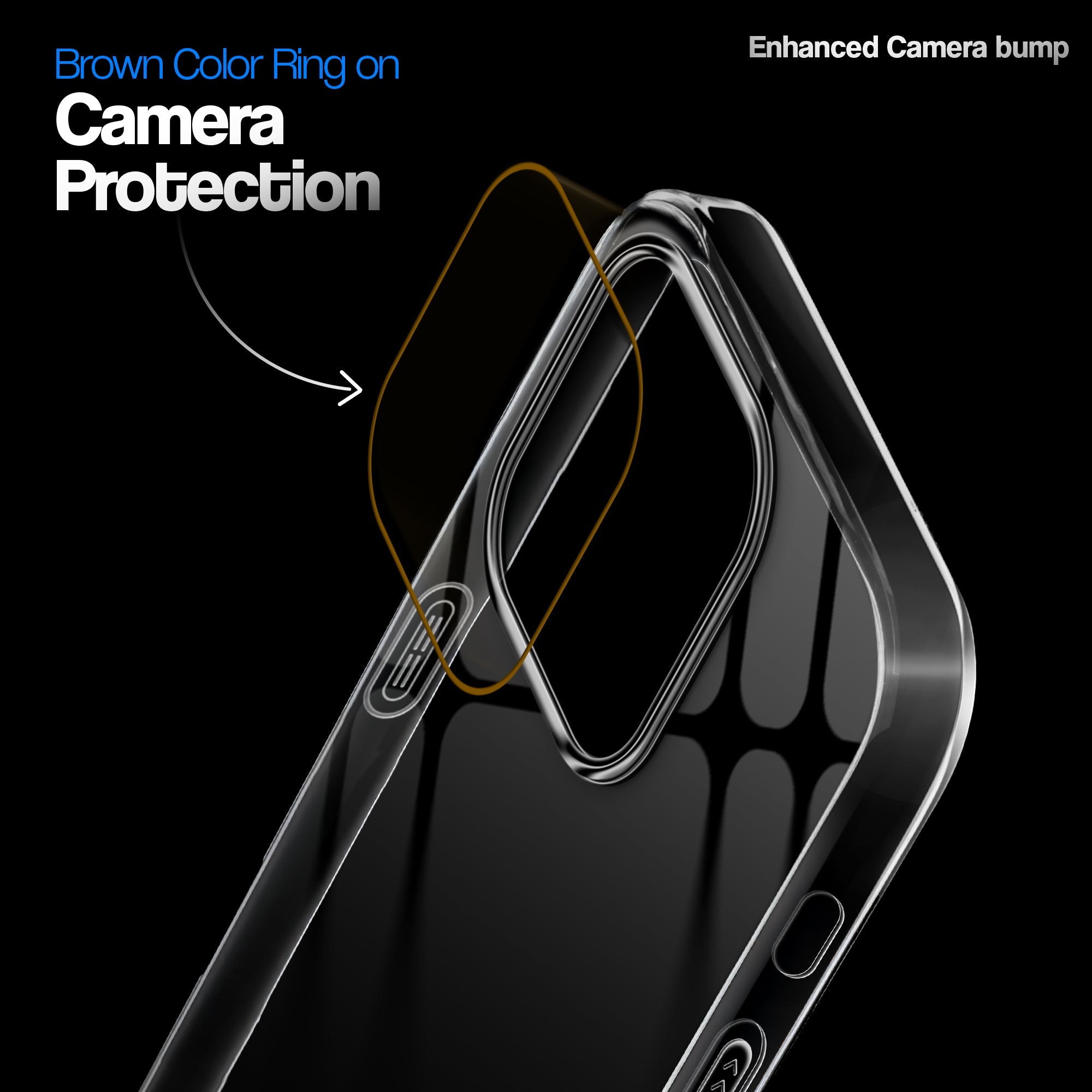 Crystal Clear Anti-Yellow Transparent Back Cover Case With Camera Ring Protection for Apple iPhone 15 Pro Max