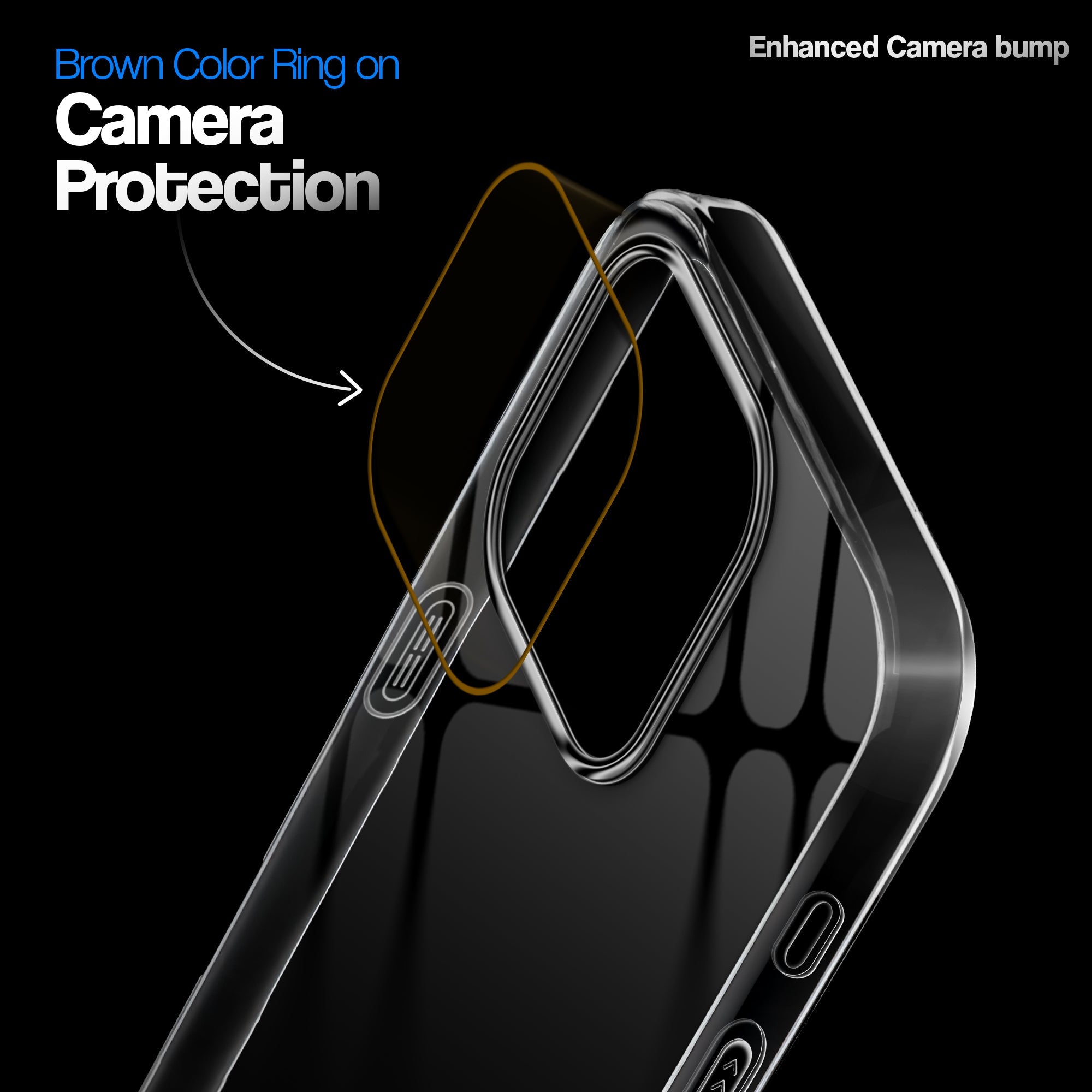 Crystal Clear Anti-Yellow Transparent Back Cover Case With Camera Ring Protection for Apple iPhone 15 Pro