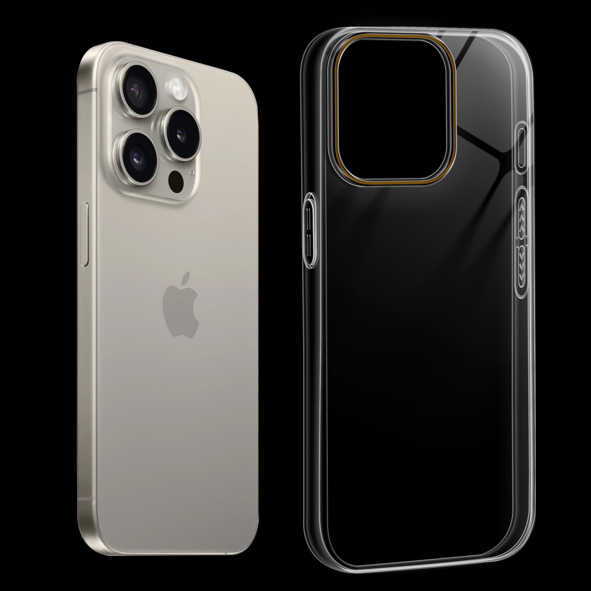 Crystal Clear Anti-Yellow Transparent Back Cover Case With Camera Ring Protection for Apple iPhone 15 Pro