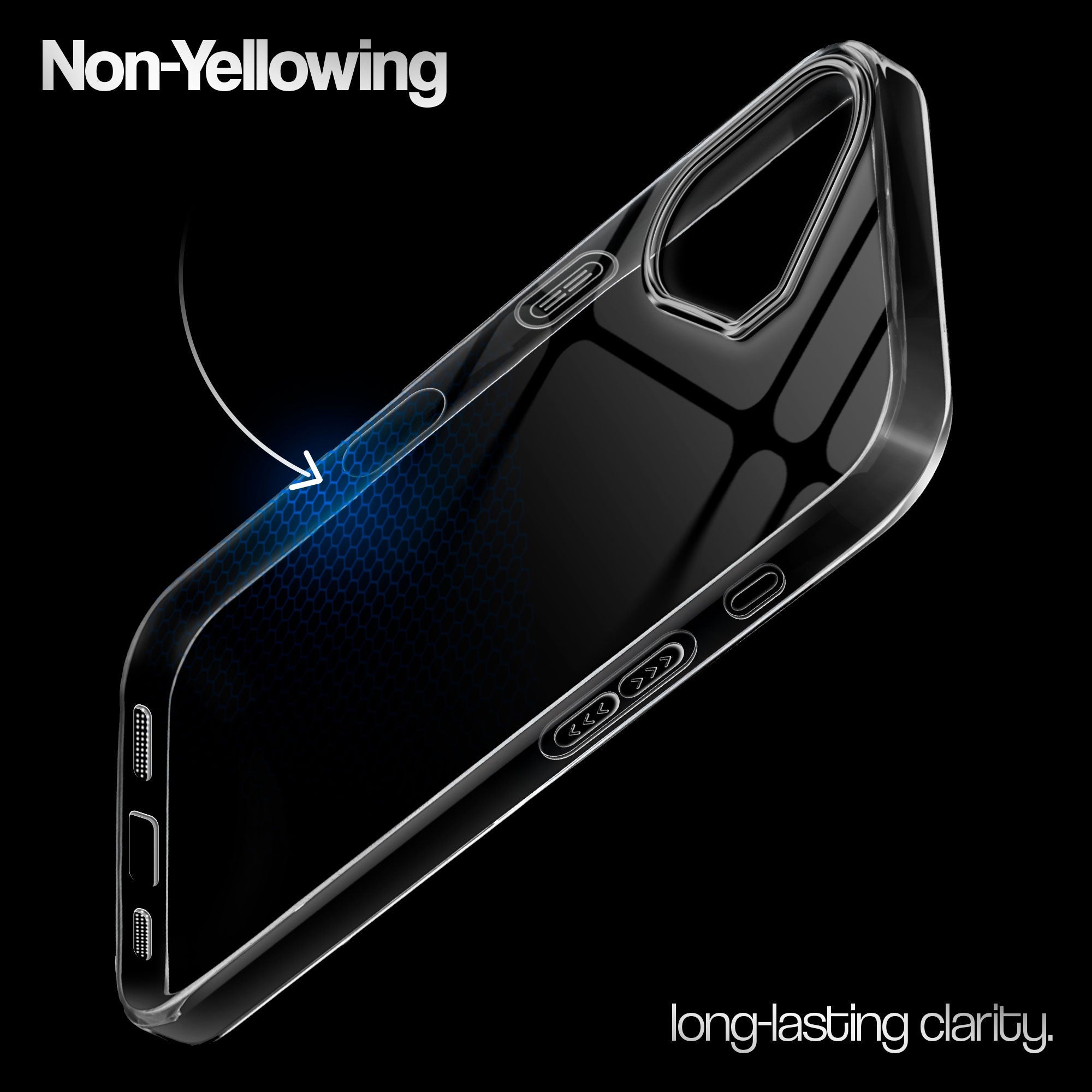 Crystal Clear Anti-Yellow Transparent Back Cover Case With Camera Ring Protection for Apple iPhone 16