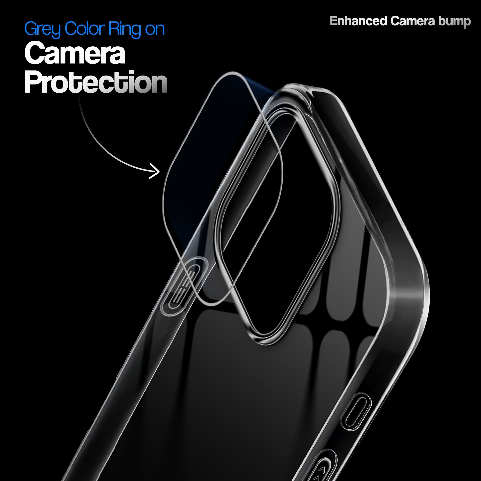 Crystal Clear Anti-Yellow Transparent Back Cover Case With Camera Ring Protection for Apple iPhone 15 Pro