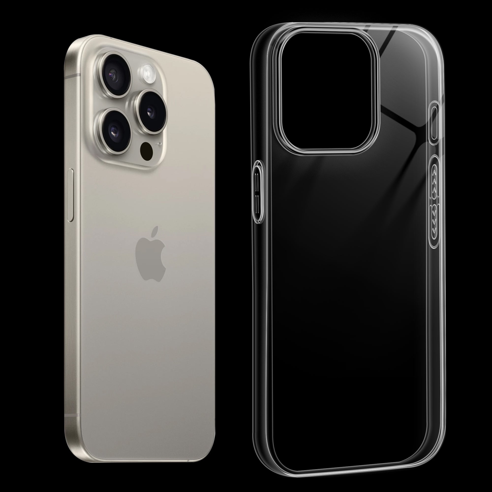 Crystal Clear Anti-Yellow Transparent Back Cover Case With Camera Ring Protection for Apple iPhone 15 Pro