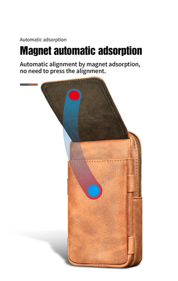 PU Leather Mobile Pouch for Men | Multipurpose Rugged Holster Travel Pouch | Compatible with All Smartphone up to 6.9-inches –